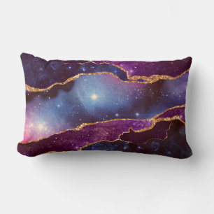 Almofada Lombar Espaço Azul e Roxo e Estrelas com Faixa de Faixa