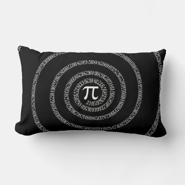 Almofada Lombar Espiral para Dígitos Pi em Preto (Frente)