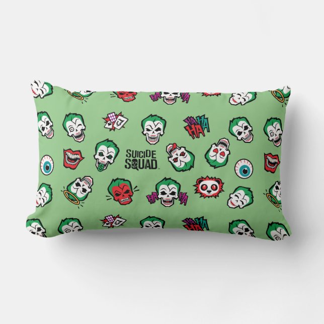 Almofada Lombar Esquadrão Suicida | Coringa Emoji Pattern (Frente)