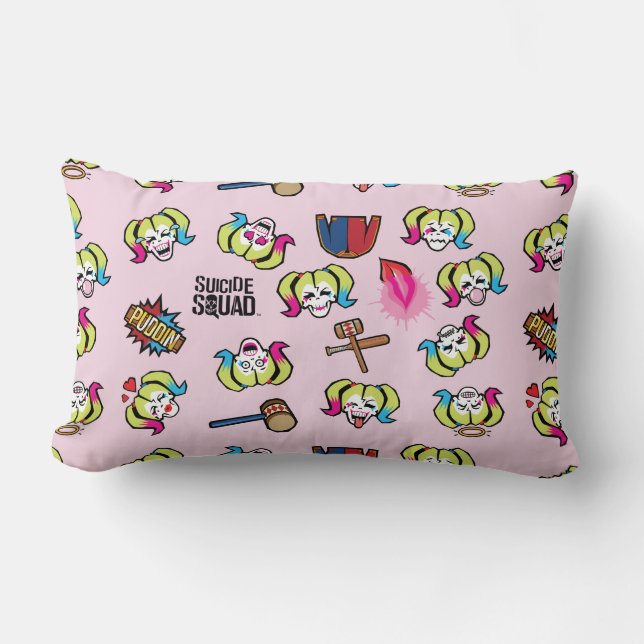 Almofada Lombar Esquadrão Suicida | Harley Quinn Emoji Pattern (Frente)