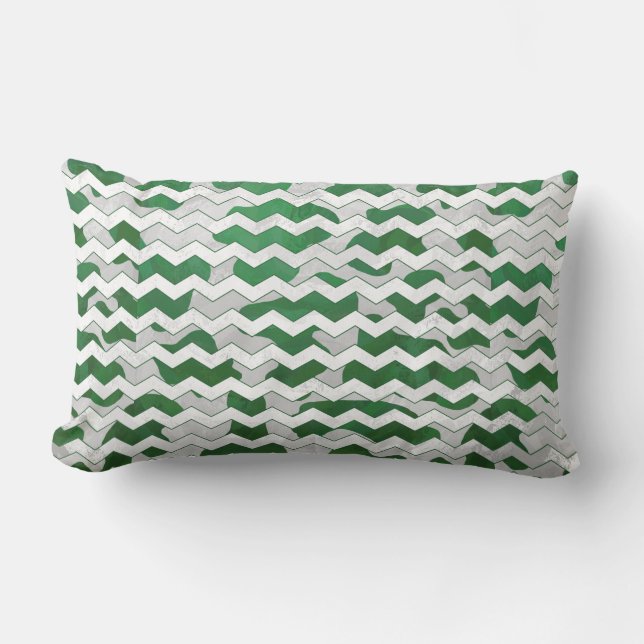 Almofada Lombar Estampa Xadrez Verde e Branco Chevron (Frente)