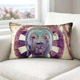 Almofada Lombar Estátua de metal asiática Buda turquesa Fotografia
