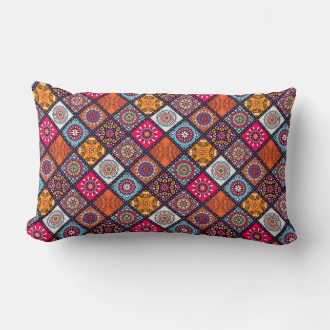 Almofada Lombar estilo boho colorido (Frente)