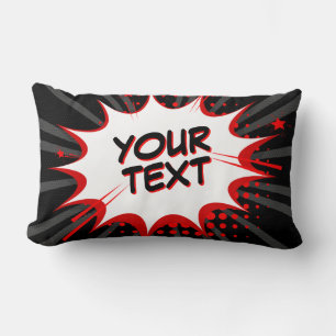 Almofada Lombar Estilo cômico Pop Art Retro Cinza Preta Vermelho