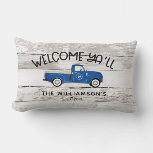 Almofada Lombar Estilo de Casa de Campo Rústica Nome da Família em