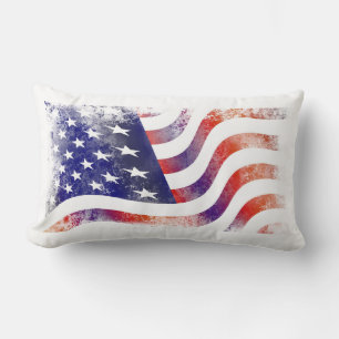 Almofada Lombar Estilo de Grunge Patriótico Desvanecido Bandeira A