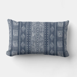 Almofada Lombar Estilo de Muda Marinho Padrão Tribal Azul e Branco