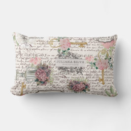 Almofada Lombar Estilo decorativo de jornal francês moderno Floral