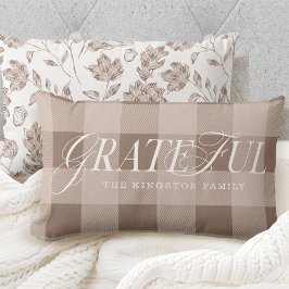Almofada Lombar Estilo Grateful Family County Estilo Taupe Xadrez