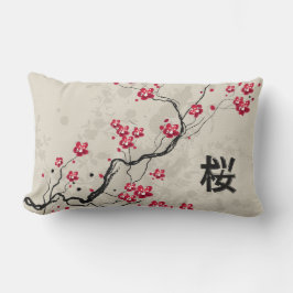 Almofada Lombar Estilo Oriental Sakura Cherry Blossom Art