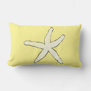 Almofada Lombar Estrela-do-mar Amarelo Branco Padrão Elegante Pres