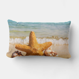 Almofada Lombar Estrela do mar e Seashells na praia