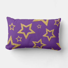 Almofada Lombar Estrela Dourada brilhante em roxo
