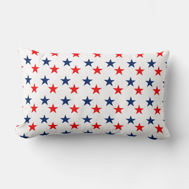 Almofada Lombar Estrelas Azuis Vermelho Branco Decorrido (Frente)