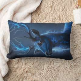 Almofada Lombar Ethereal Neon Stag | Mystic Blue Fantasy Deer Deco