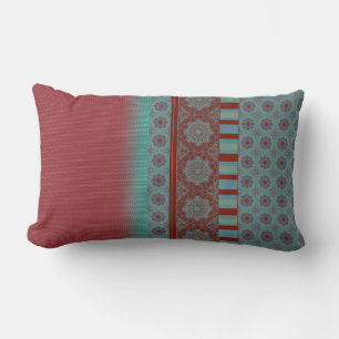 Almofada Lombar Étnica Boho Hippie Gothic Mandala Ombre Teal Red