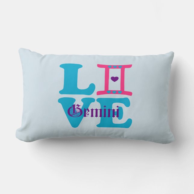Almofada Lombar ♊! Eu Amo Gemini-Melhor Sinal Zodíaco Lumbar Fab (Frente)