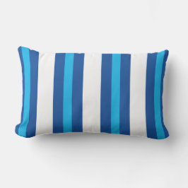 Almofada Lombar Exterior Listrada de Azul e Branco