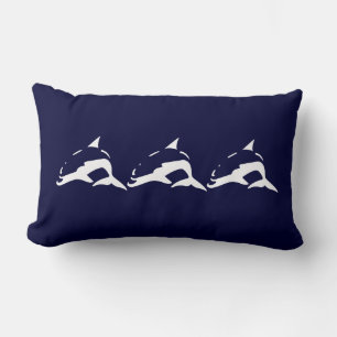 Almofada Lombar faixas brancas de DOLPHIN no travesseiro azul-mari