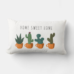 Almofada Lombar Família Home Sweet Cute Cactus