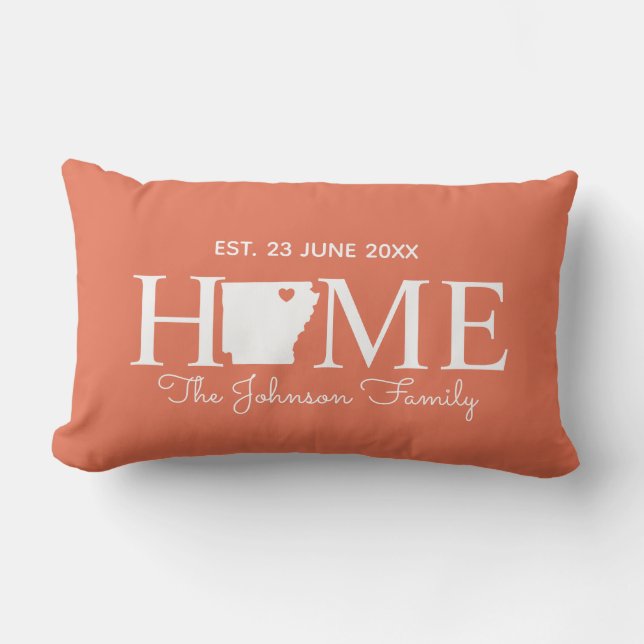 Almofada Lombar Família personalizada do mapa do estado de origem  (Frente)