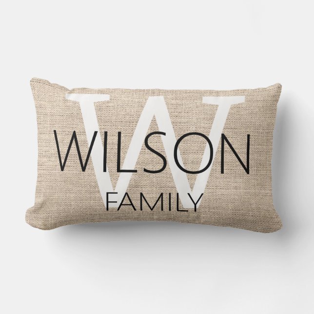 Almofada Lombar Família Rustic Linen Monogrammed (Frente)