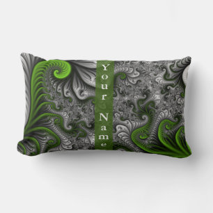 Almofada Lombar Fantasia Cinza Verde Nome da Arte Fractal