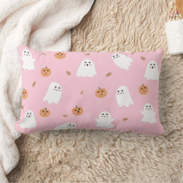Almofada Lombar Fantasma Bonito e Pumpkin Pink Padrão de Halloween
