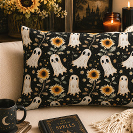 Almofada Lombar Fantasma & Girassóis Espiritismo Floral Gótico