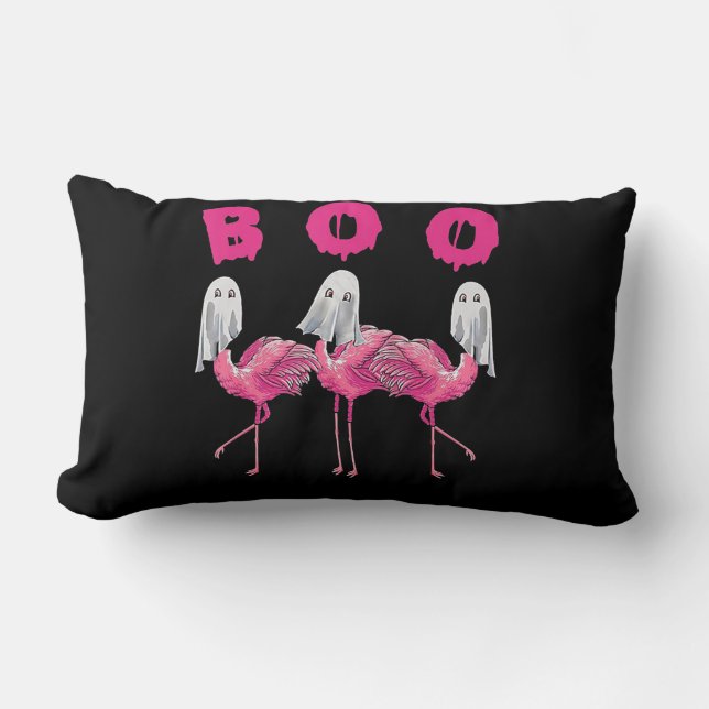Almofada Lombar Fantasmas Engraçado Flamingo Boo Halloween Present (Frente)