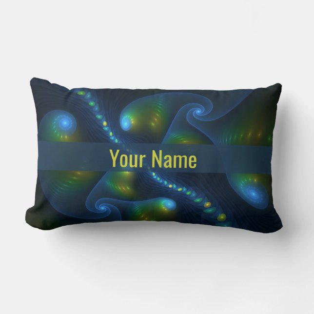 Almofada Lombar Fantasy Lights Abstrato Art Blue Yellow (Frente)