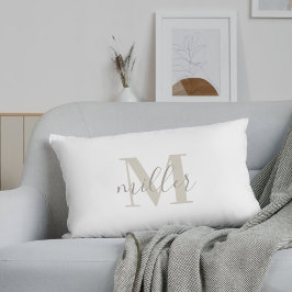 Almofada Lombar Farmhouse Beige Buffalo Xadrez Nome da Família Mon