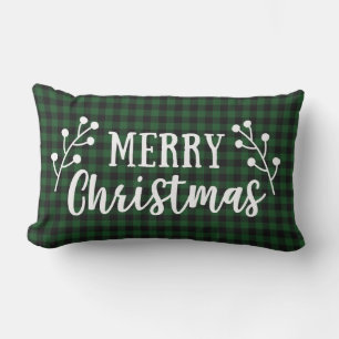 Almofada Lombar Farmhouse Script Feliz Buffalo de Natal