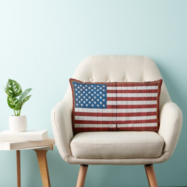 Almofada Lombar Fazendas | American Flag Barn Mural (Cadeira)