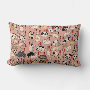 Almofada Lombar felinos japoneses gatinho Ukiyo-e engraçado