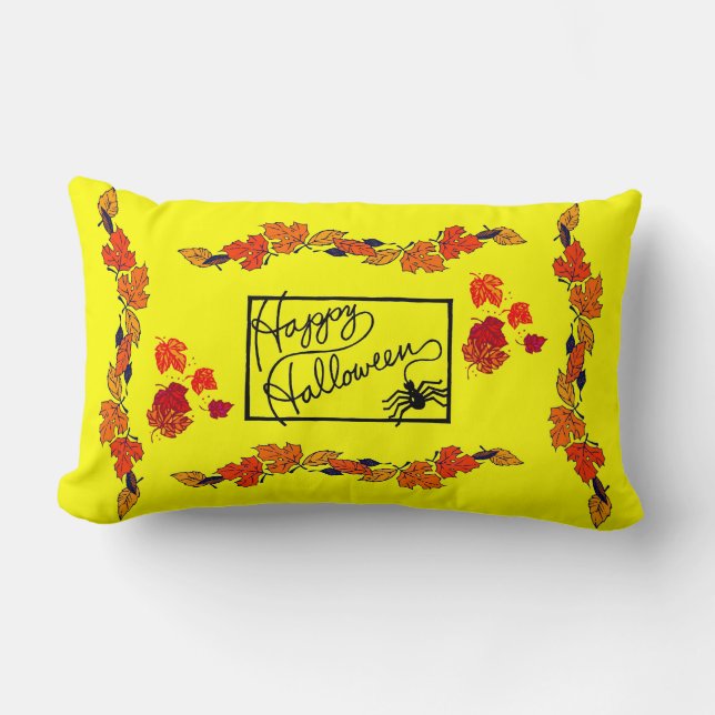 Almofada Lombar Feliz Dia das Bruxas e Aranha - (Frente)