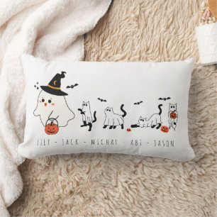 Almofada Lombar Feliz Dia das Bruxas Ghost Cats