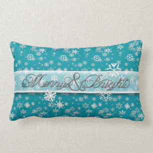 Almofada Lombar Feliz e Brilho ・ Teal & Snowflakes ・ Clássico