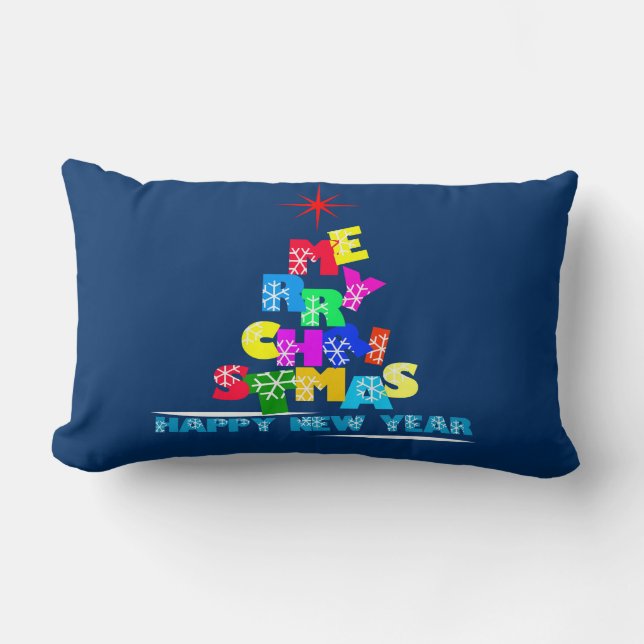 Almofada Lombar Feliz Feliz ano novo de Natal (Frente)