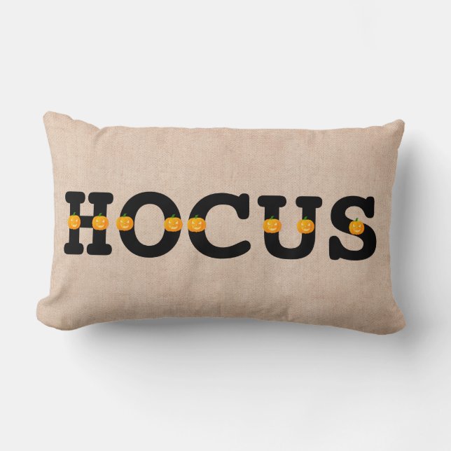 Almofada Lombar Feliz Halloween Orange Pumpkin Burlap (Frente)