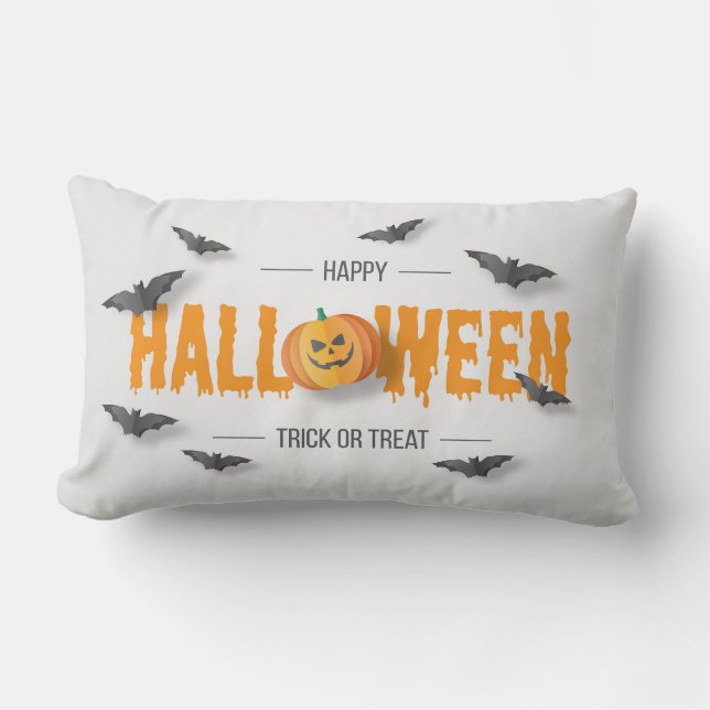 Almofada Lombar Feliz Halloween Vem ou Sai (Frente)