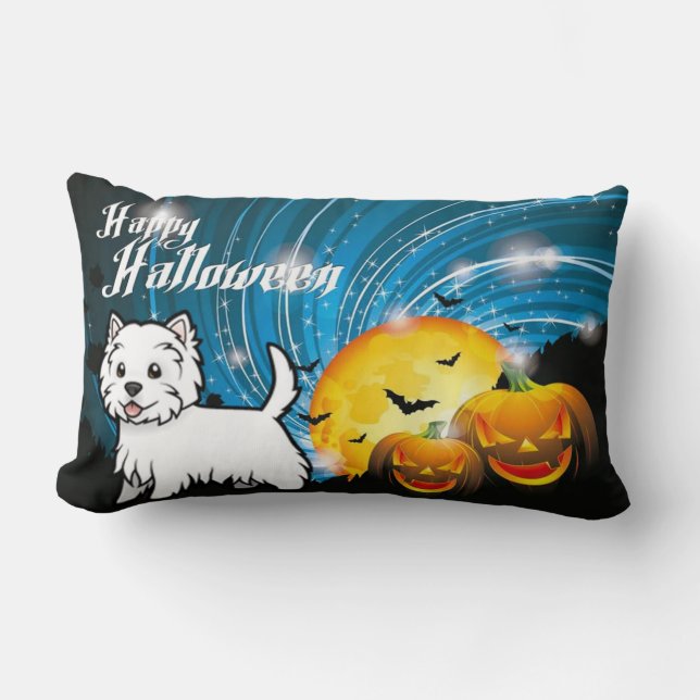 Almofada Lombar Feliz Halloween West Highland Terrier (Frente)