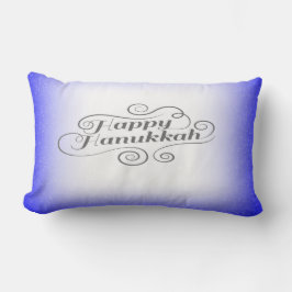 Almofada Lombar Feliz Hanukkah com fundo azul branco de 2 tons