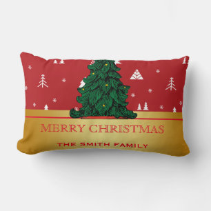 Almofada Lombar Feliz Natal Árvore Dourada Glitter Star Pillo