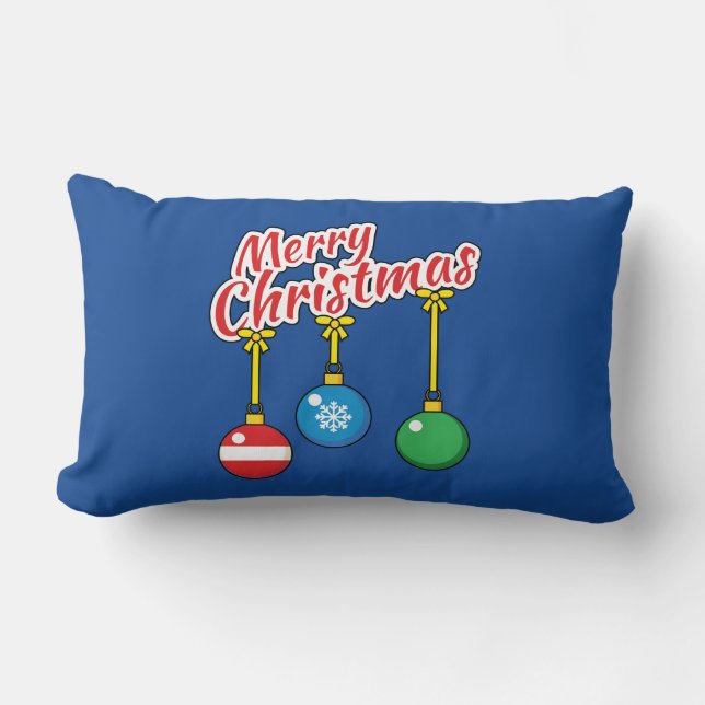 Almofada Lombar Feliz Natal com as bolas de caça (Frente)