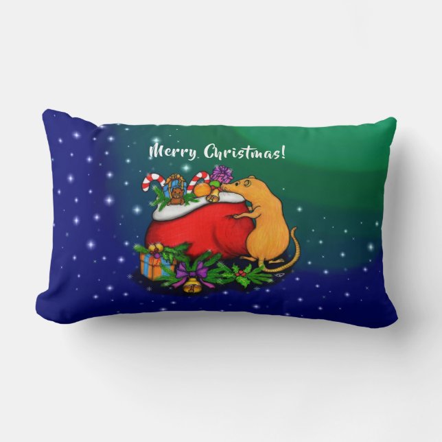 Almofada Lombar Feliz Natal com Rat Prince (Frente)