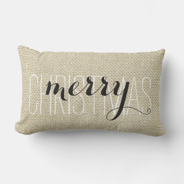 Almofada Lombar "Feliz Natal" Linen Personalizado (Frente)