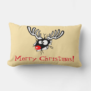 Almofada Lombar Feliz Natal! Reindeer Vermelho Louco
