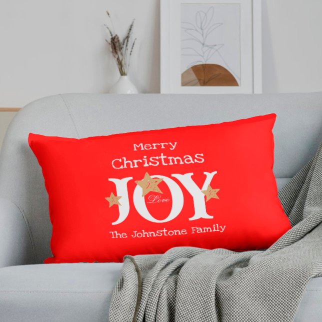 Almofada Lombar Feliz Natal - Script Rustic Red Holiday (These bright and cheerful Christmas red lumbar pillows are sure to get everyone in a holidays mood.)