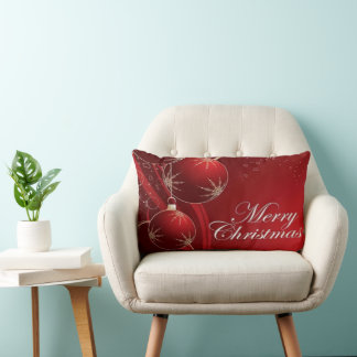 Almofada Lombar Feliz Natal vermelho e dourado elegante